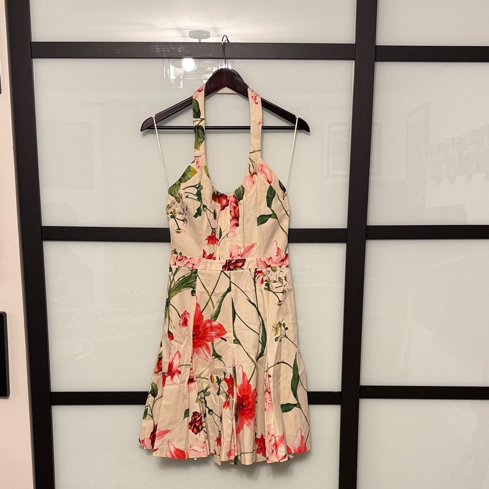 D&G Cream and Red Floral Midi Dress